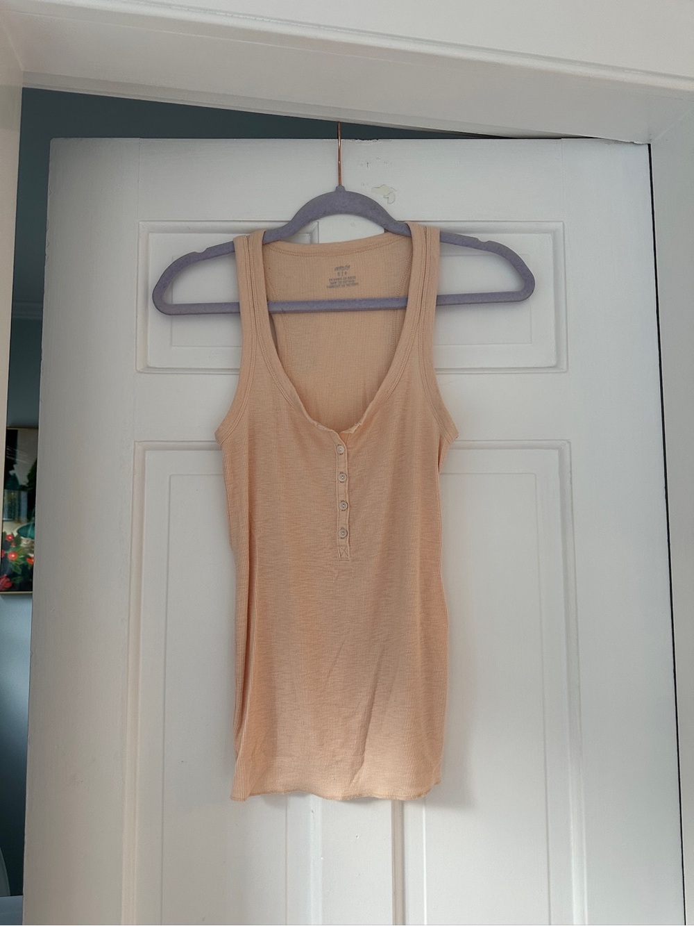 Aerie Light Orange Button Summer Casual Tank Top in Size Small